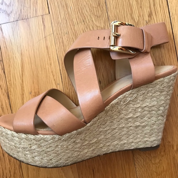 michael kors tan wedges